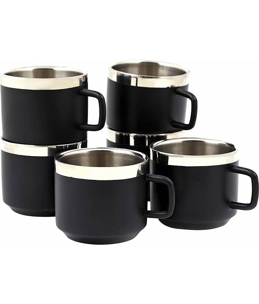 Dynore - Steel Double Walled Tea Cup 110 ml ( Pack of 6 )
