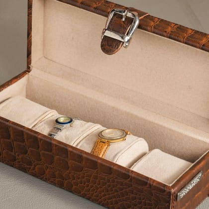 Eden Watch Box of 4 - Tan Croco-Tan