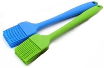 Keval Heat Resistant Food Grade Basting Silicone Baking Oil Brush (Set of 2, 8.5 inch Each) for Nonstick Cookware Bakeware Tools for Cake, Pastry, Barbecue, Cooking, Assorted Color