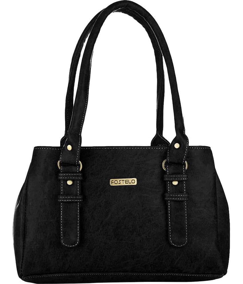 Fostelo Shoulder Bag Faux Leather Set of 1 ( Black )