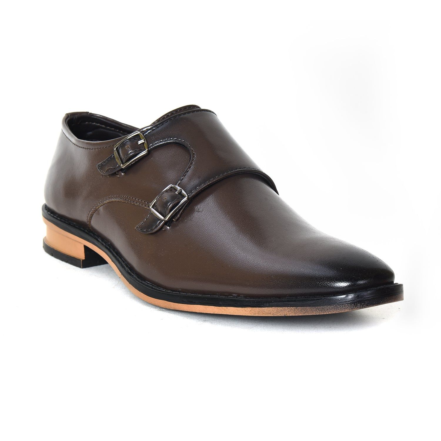 Kolapuri Centre Men's Brown Monk Strap Shoes-7