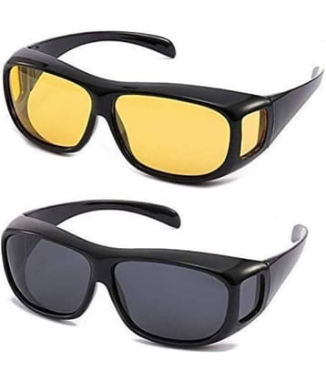 THRIFTKART Black Square Sunglasses ( Pack of 2 )