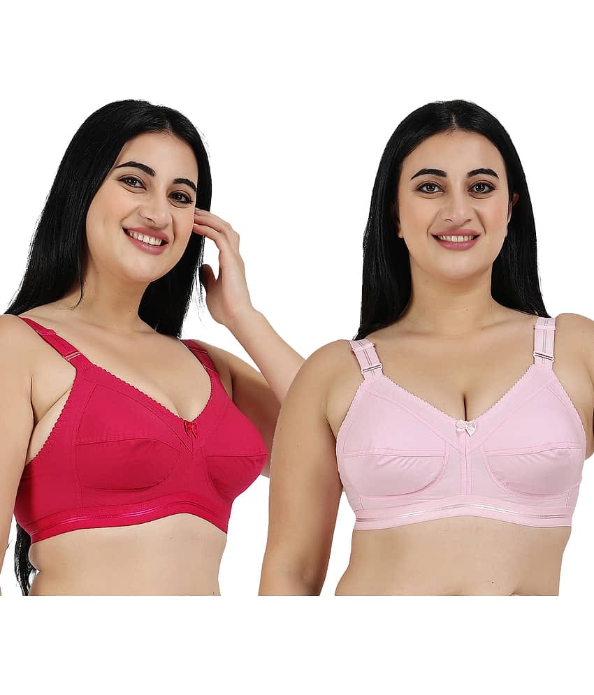 Ladyland Pack of 2 Cotton Blend Non Padded Everyday Bra For Women ( Multicolor )