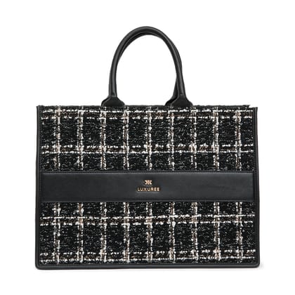 Tweed Laptop Tote (XL)-Black