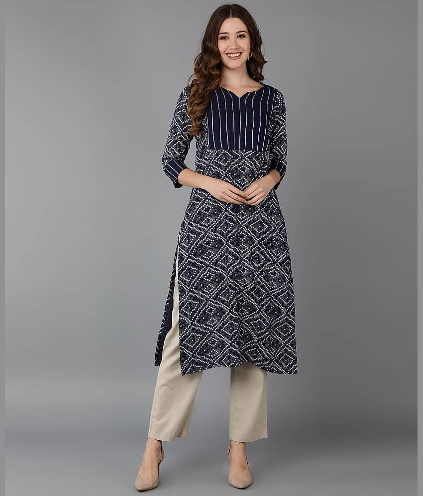 Glorious - Blue Rayon Women's Straight Kurti ( Pack of 1 )
