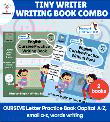 Edsmart Tiny Writer Combo of 2 books for Cursive Practice Books - Cursive small letters abc, Cursive word writing, Cusrive sentence writing book [Perfect Paperback] [Jan 01, 2023] Edsmart Edu Services Pvt Ltd