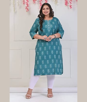 Swasti - Green Cotton Women's Straight Kurti ( Pack of 1 )