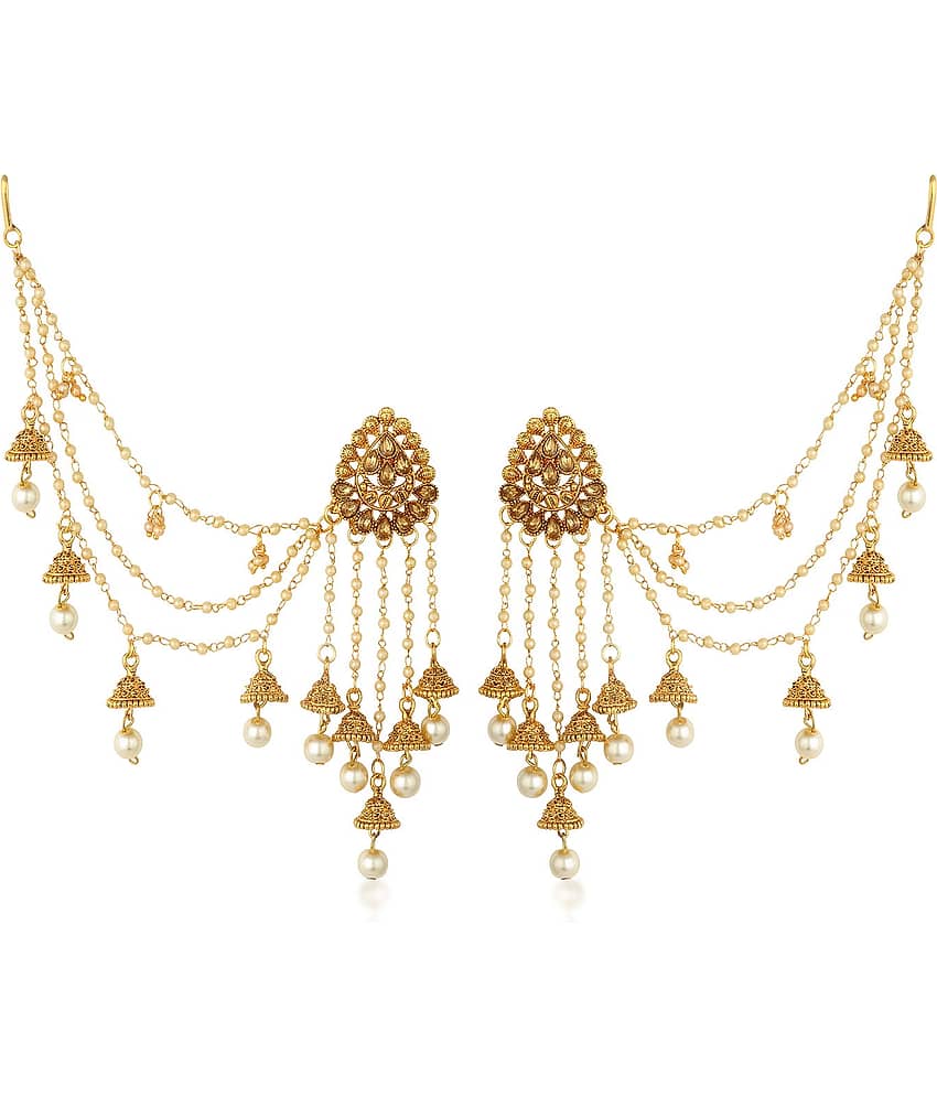 Sukkhi Incredible Gold Plated Wedding Jewellery Bahubali Inspired Long Chain Jhumki Earrings For Women