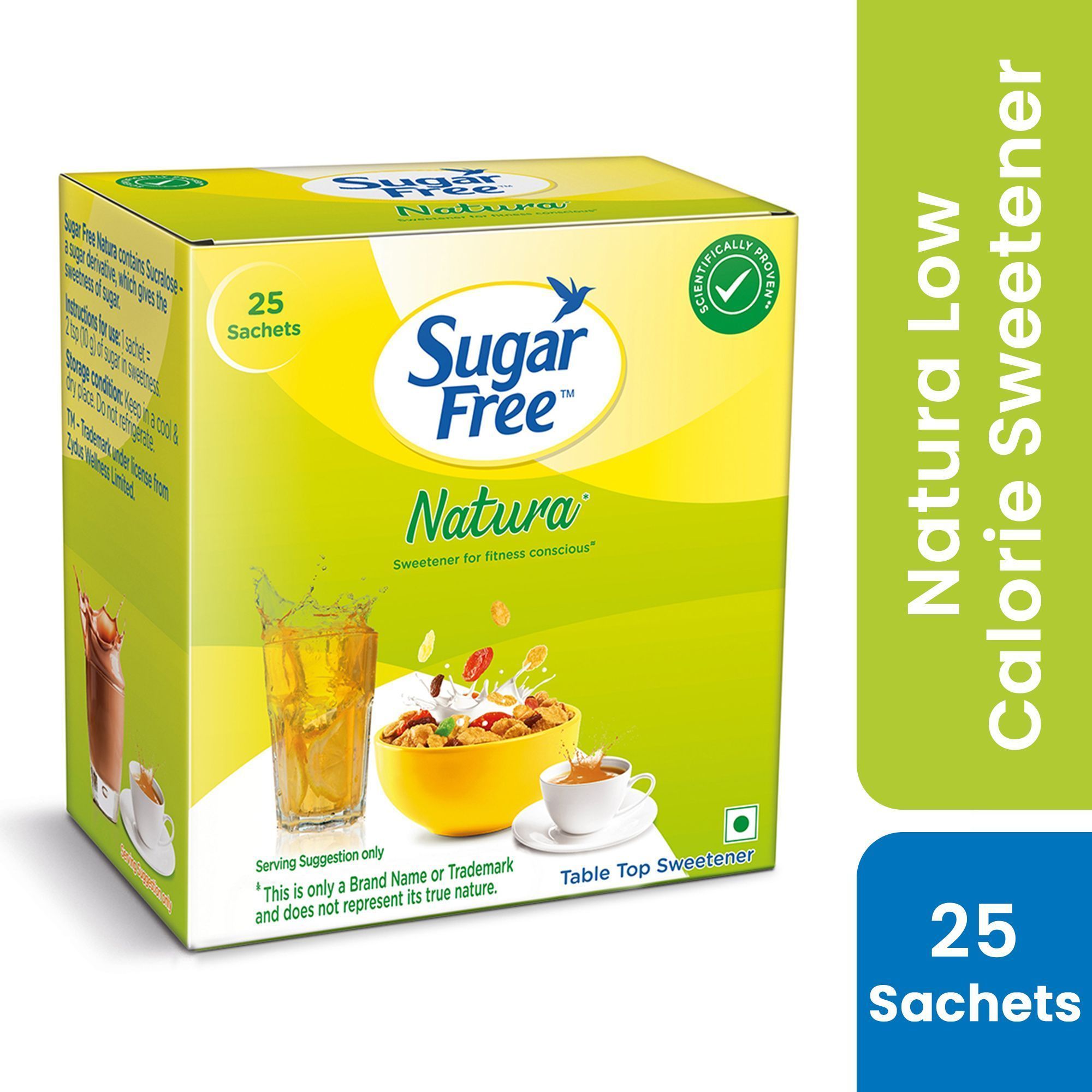 Sugar Free Natura, 25 Sachet |100% Safe| Scientifically Proven & Tested|Sweet like Sugar but with zero calories|
