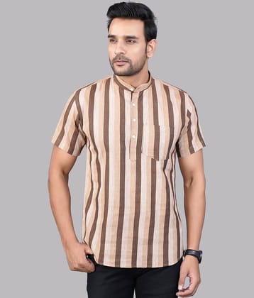 QuaClo - Brown Cotton Men's Shirt Style Kurta ( Pack of 1 )