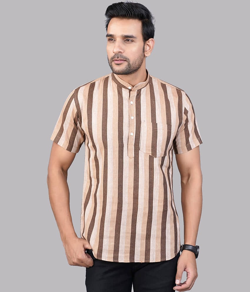 QuaClo - Brown Cotton Men's Shirt Style Kurta ( Pack of 1 )