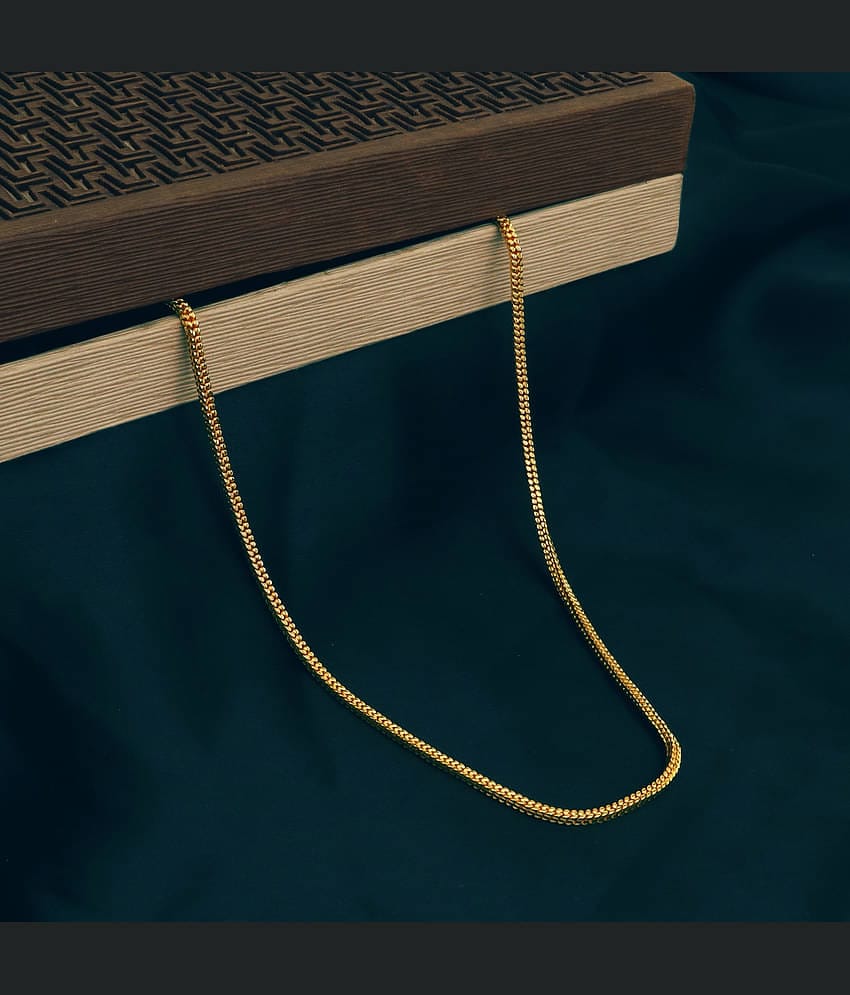 Fashion Frill Dazzling Thin Gold Plated Golden Neck Chain For Men Boys  28 Inches