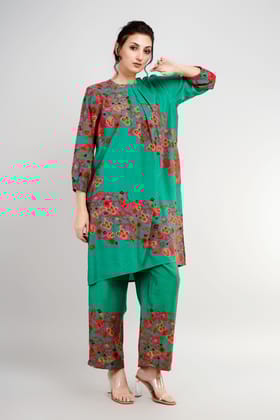 Freyaa Evergreen Ease Cotton Cord Set-GREEN / M