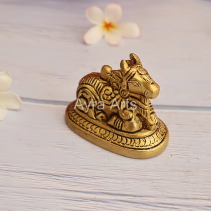 Brass Nandi Sacred Bull of the Hindu god Shiva - 2.5 inch Height