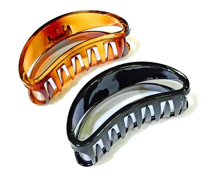 Birdware Big Size Hair Clips For Women Multi Color Imported Acrylic Material Stone Butterfly | Hair Clutchers (Black, Shell - D-Shape) 2Piece Birdware Big Size Hair Clips For Women Multi Color Imported Acrylic Material Stone Butterfly | Hair Clutchers (B