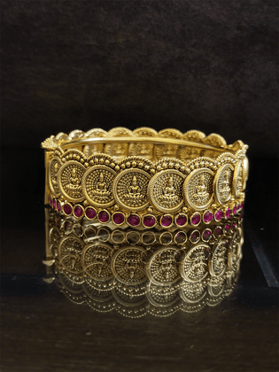 Set of two openable laxmiji coin kadas with ruby stone line-2'8