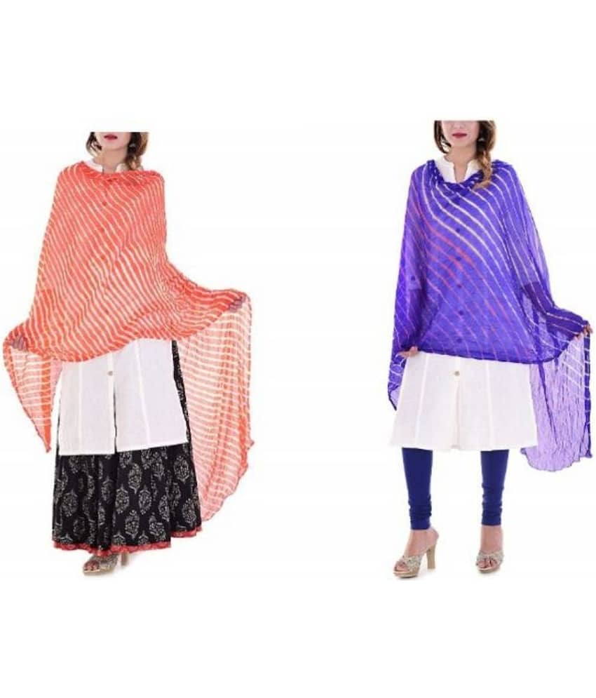 Apratim Multicoloured Chiffon Leheria Dupatta