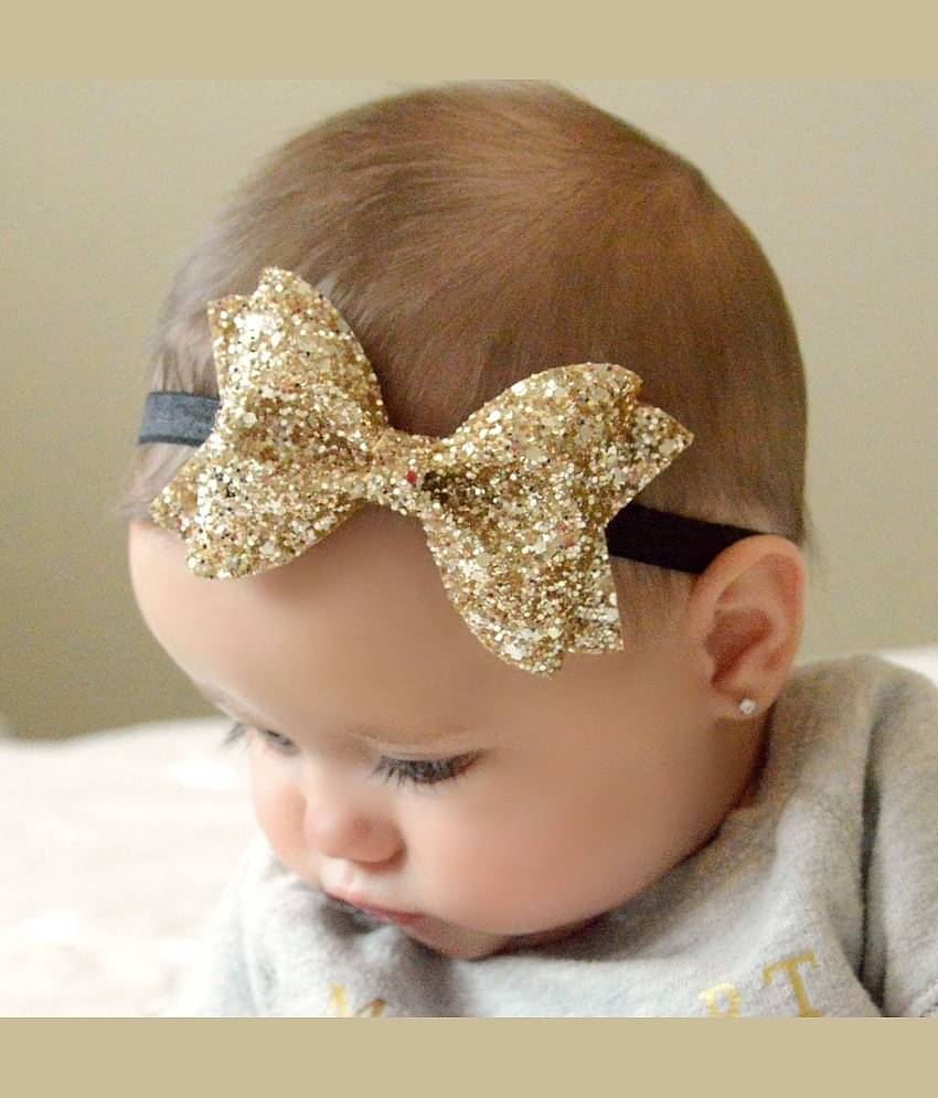FOK 2 Pcs Sparkling Bows Glitter Sequins Headband Hairband Clips for Kids and Girls - Random Color