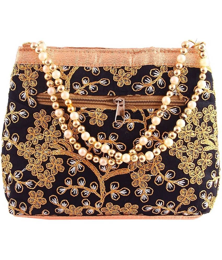 Apratim Handheld Fabric Set of 1 ( Black )