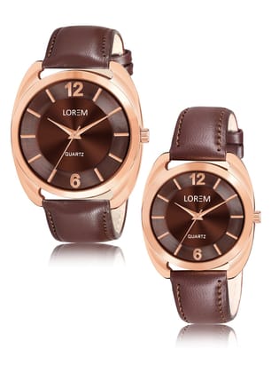 Brown Stylish Dial Analog Watch for Lovely Couple LR77-LR324