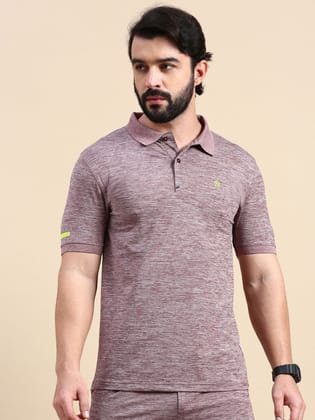 Classic Polo Men's Polo Neck Polyester Brown Slim Fit Active Wear T-Shirt | GENX-POLO-02D SF P