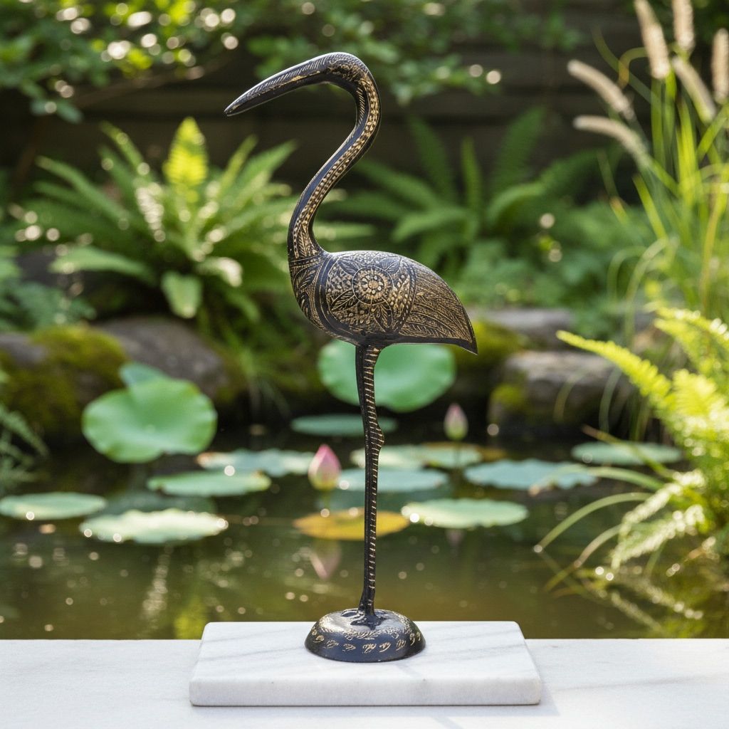 Brass Duck Decorative Showpiece Statue for Table & Shelf Decor, Height : 18.5 Inch (ANMAS090 A)