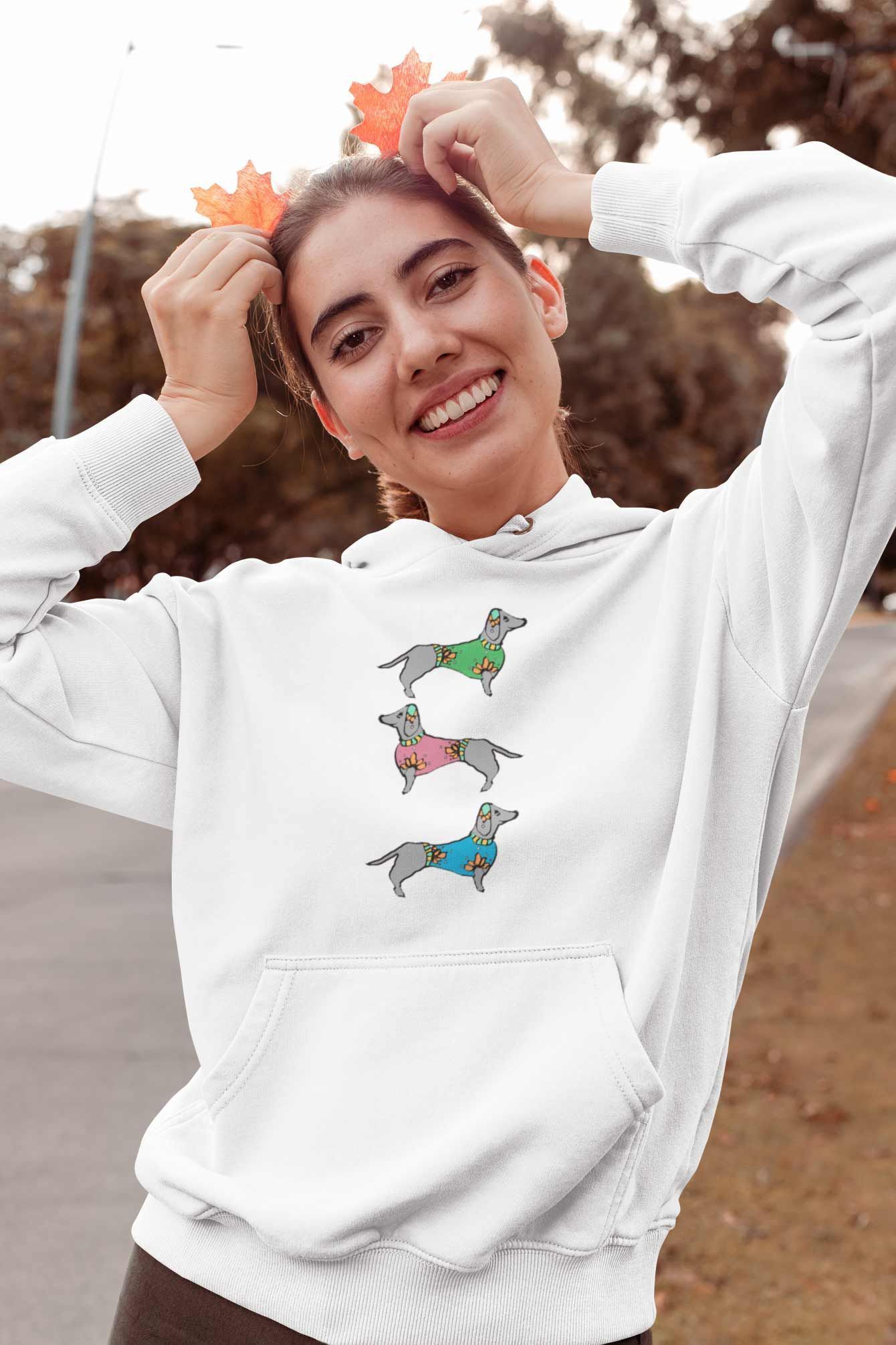 Hoodie (Men) - Three Dachshunds (12 Colours)