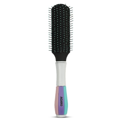 AGARO Classic Flat Hair Brush with Strong & flexible nylon bristles, having Anti-static ball tips, For Grooming, Volumising & Back Brushing, ideal for Men & Women, Cyan AGARO Classic Flat Hair Brush with Strong & flexible nylon bristles, having Anti-stat