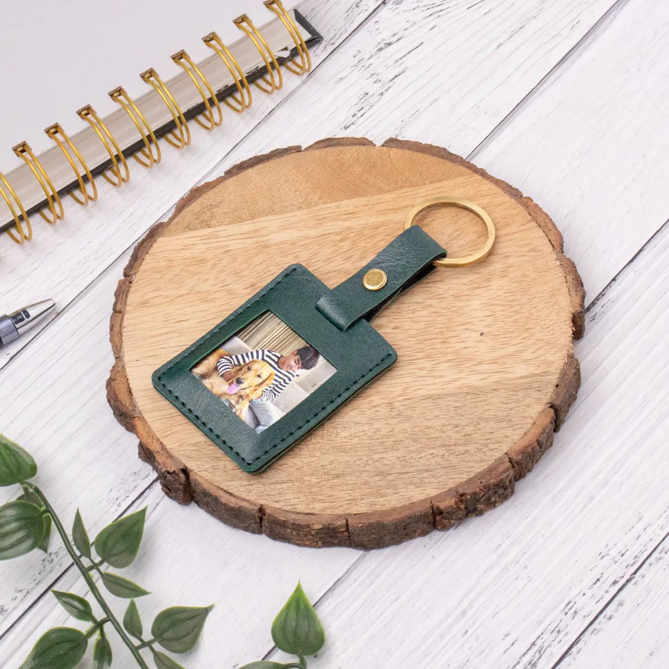 PERSONALISED PHOTO KEYCHAIN - SQUARE - GREEN-Green