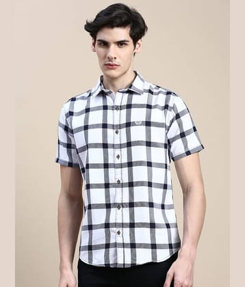 Showoff Cotton Blend Regular Fit Checks Half Sleeves Men's Casual Shirt - White ( Pack of 1 )