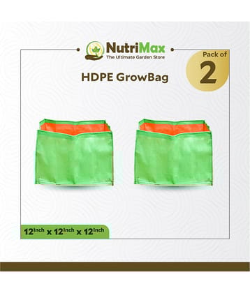 Nutrimax HDPE 200 GSM Growbags 12x12x12 inch Pack of 2 Outdoor Plant Bag
