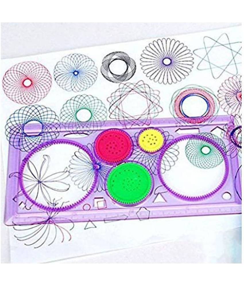Padmavathi Enterprises Spirograph - Geometric Ruler Drafting Tools Stationery Drawing Set (Random Colour) Pack of 2