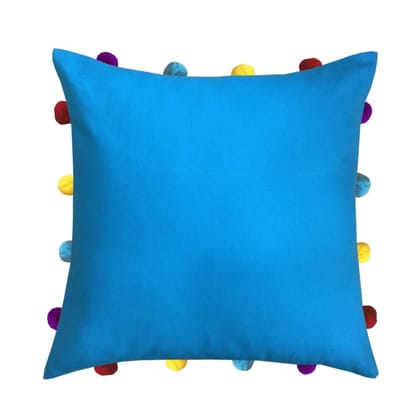 Lushomes cushion cover 14x14, boho cushion covers, sofa pillow cover, cushion covers with tassels, cushion cover with pom pom (14x14 Inches, Set of 1, Blue) Lushomes cushion cover 14x14, boho cushion covers, sofa pillow cover, cushion covers with tassels, cushion cover with pom pom (14x14 Inches, Set of 1, Blue)