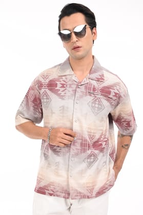 Eclipse Mirage Purple Printed Oversized Shirt-M / Purple