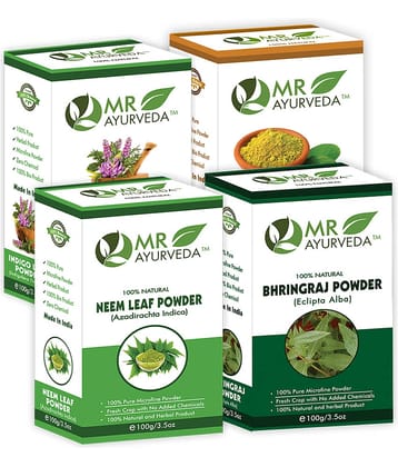 MR Ayurveda Indigo, Henna, Neem & Bhringraj Powder Hair Scalp Treatment 400 g Pack of 4