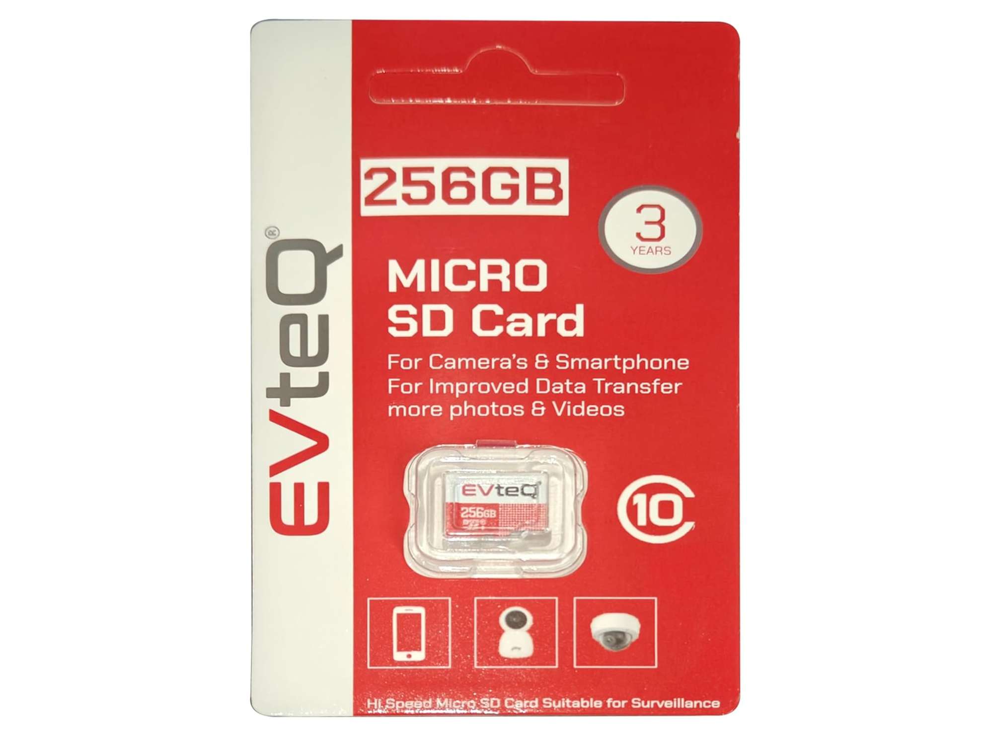 EvteQ microSDXC Memory Card, UHS-3, 100MB/s Read & 60MB/s Write Speed, High-Performance Data Transfer, Low Power Consumption, 4K Video Recording - 256GB