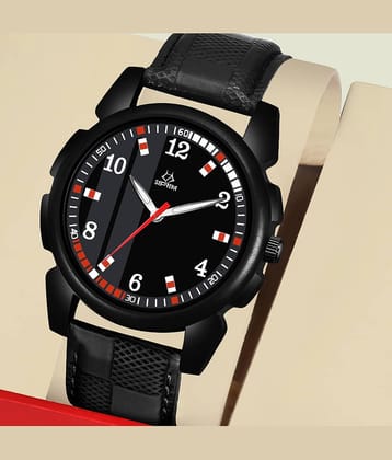 Septem Black Leather Analog Men's Watch