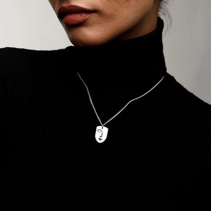 Silent Face Necklace-Silver