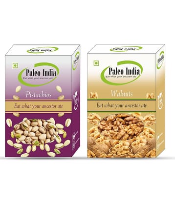 Paleo India 400g Combo Pack Pista Akhrot| Pistachios 200gm Walnut Half 200gm Gift for Every Occasion