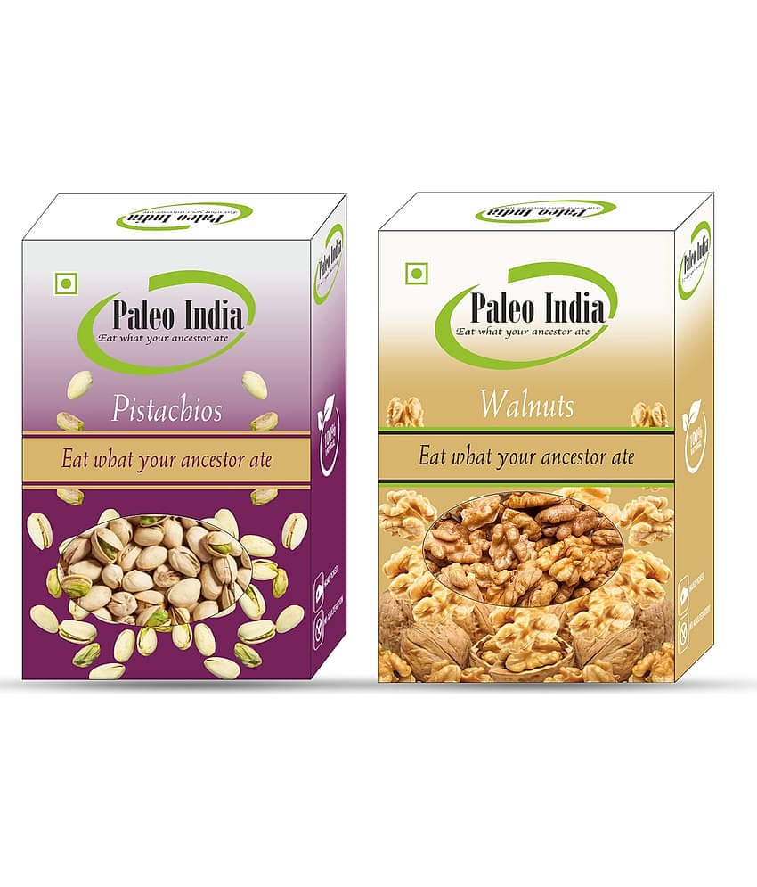 Paleo India 400g Combo Pack Pista Akhrot| Pistachios 200gm Walnut Half 200gm Gift for Every Occasion