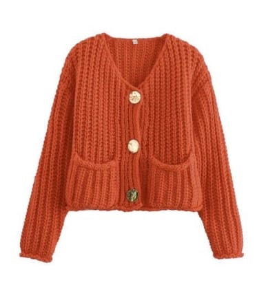 Pepperoni full sleeves cardigan top-Wine / XS