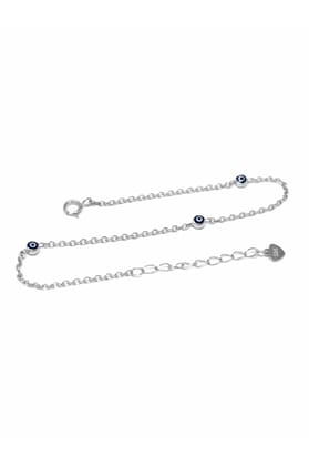 Tiny Stationed Evil Eye Sterling Silver Chain Bracelet-Silver / 6 inches adjustable upto 8 inches