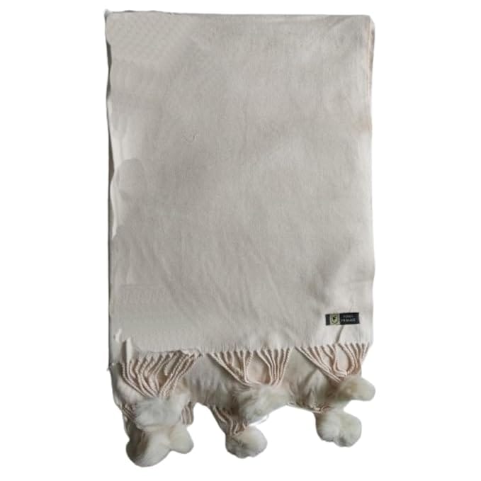 VOICI France Women's Casual Soft and Warm Woolen Muffler cream off whire color super big size - Gray