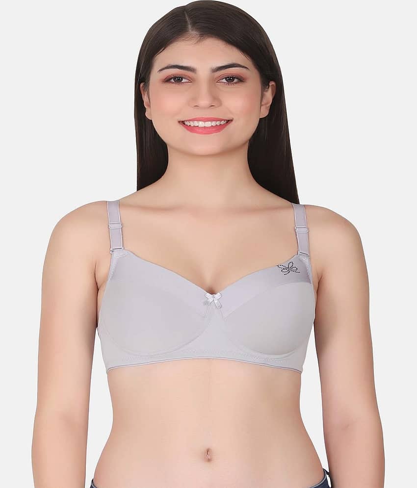 LACYLUXE Nylon Lightly Padded Women's T-Shirt Bra ( Light Grey )