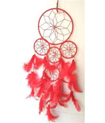 new lucky Feather Red Dream Catcher - Pack of 1