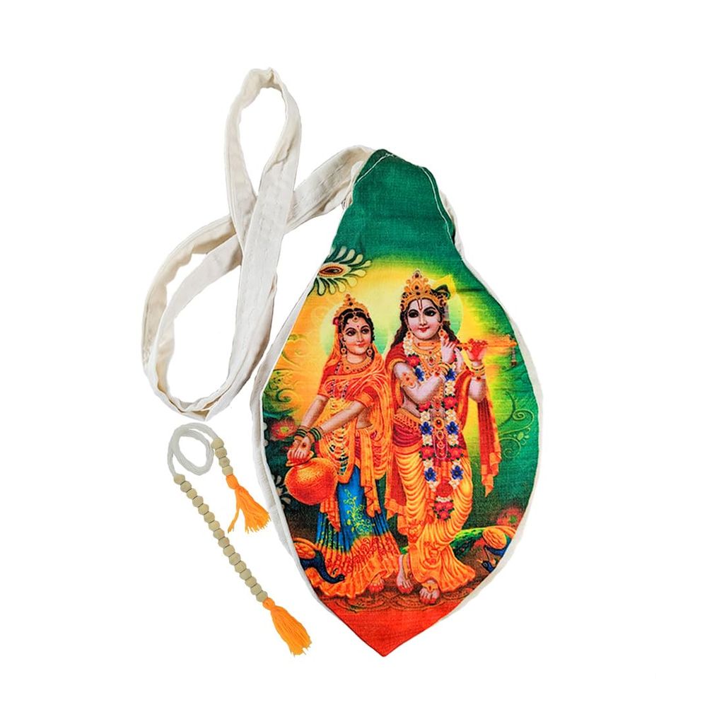MAYAPURI Beautiful Radha Krishna Printed Chanting Bag/Japa Bag with Sakshi Mala Counter - Pooja Needs | Buy online on ZillyBuy
