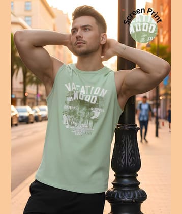 Rigo Pack of 1 Cotton Gym Vest For Men ( Green )