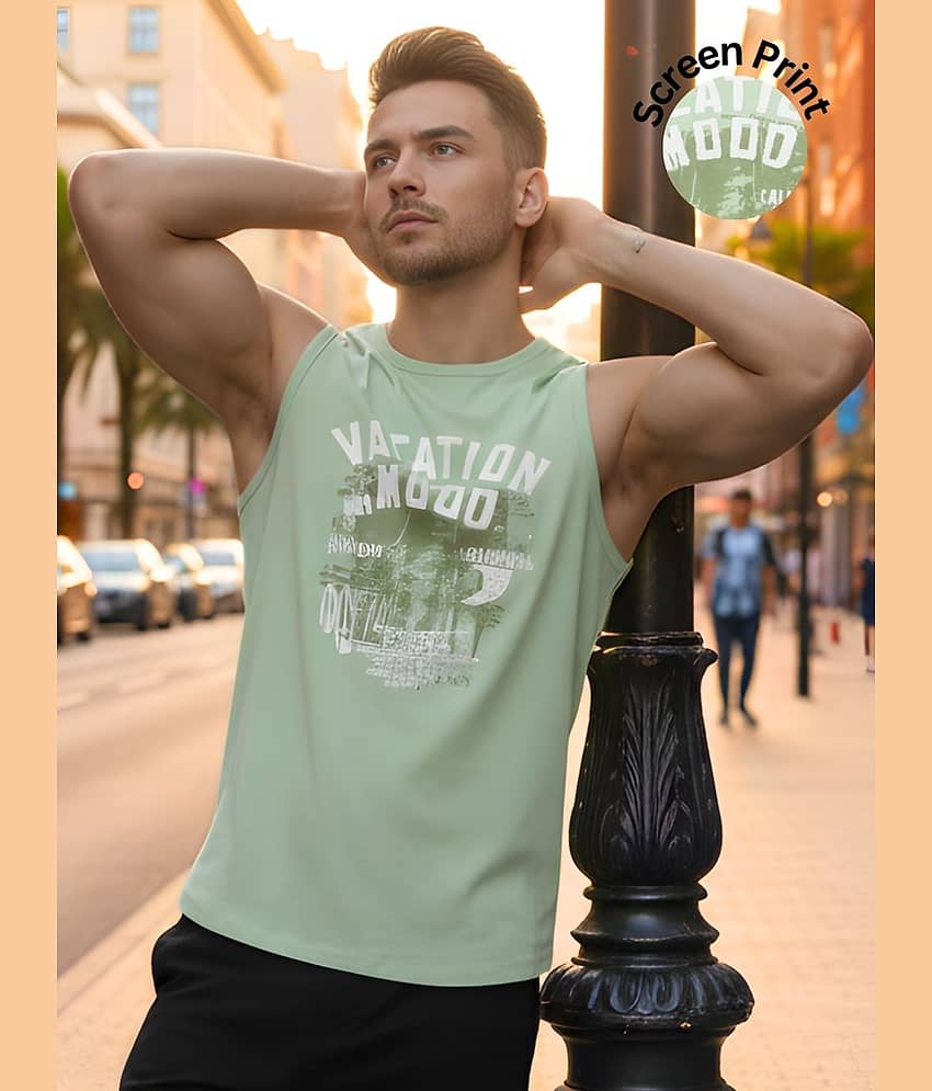 Rigo Pack of 1 Cotton Gym Vest For Men ( Green )