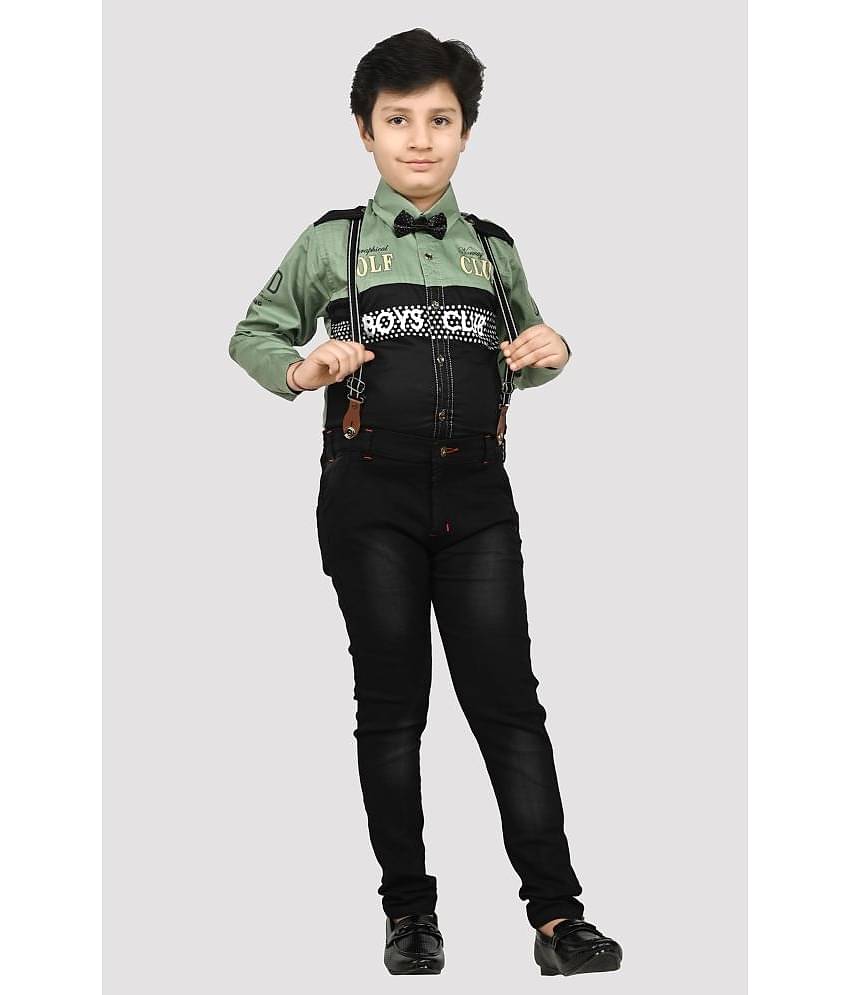 Arshia Fashions Pack of 1 Boys Cotton Blend Shirt & Jeans Set ( Green )