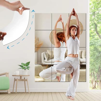 Flexible Adhesive Square Wall Mirror [ pack of 4 ]